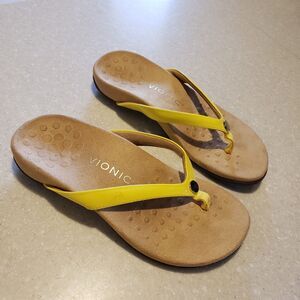 VIONIC Mona Yellow Thong Sandal Orthotic Comfort Flip Flop Women's Size 6